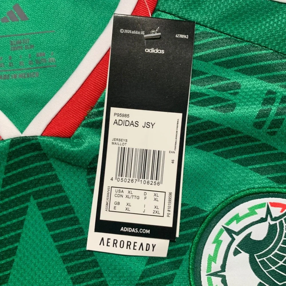 Adidas Mexico Soccer Jersey Mens XL Green New Aztec Graphic Slim Fit Shirt